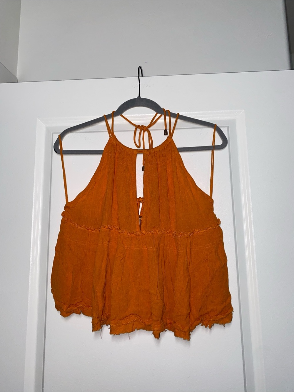 Free People Rust Orange Halter Tie-Back Camisole